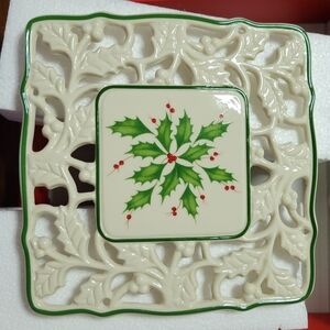 NIB - Lenox Holiday Pierced Square Trivet